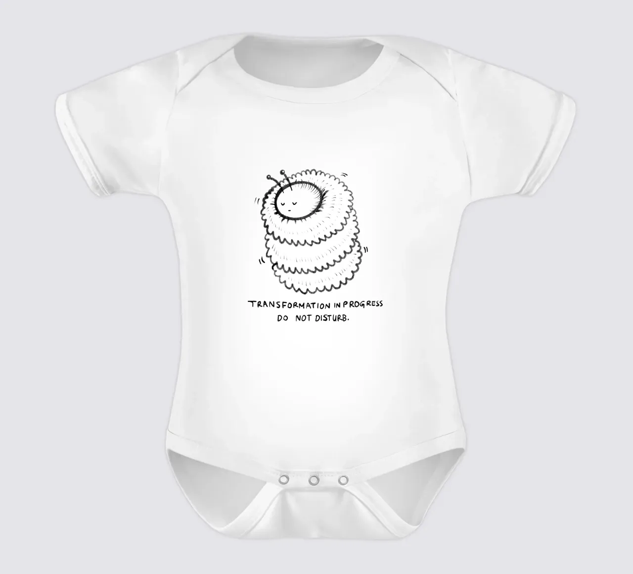 Transformation in progress, do not disturb short-sleeve baby romper by Studio Patruschka