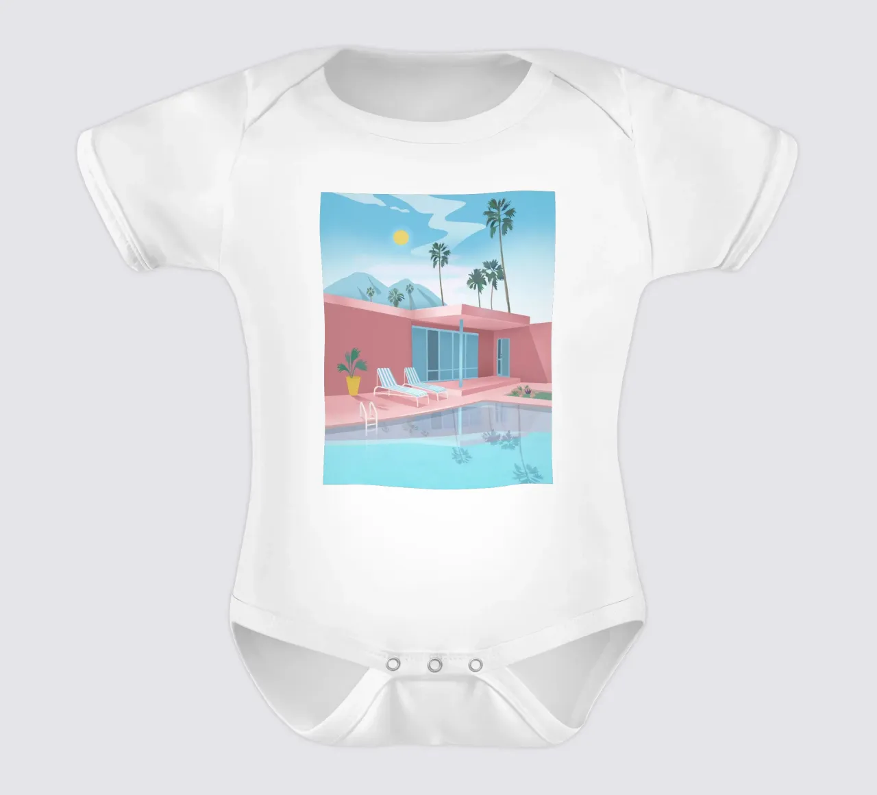 Palm Springs short-sleeve baby romper by PetrArts