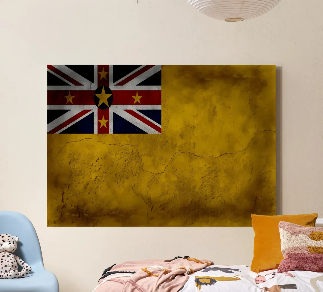 Bandiera vintage di Niue tela con Cornice a cassetta da Joshua A Holmes