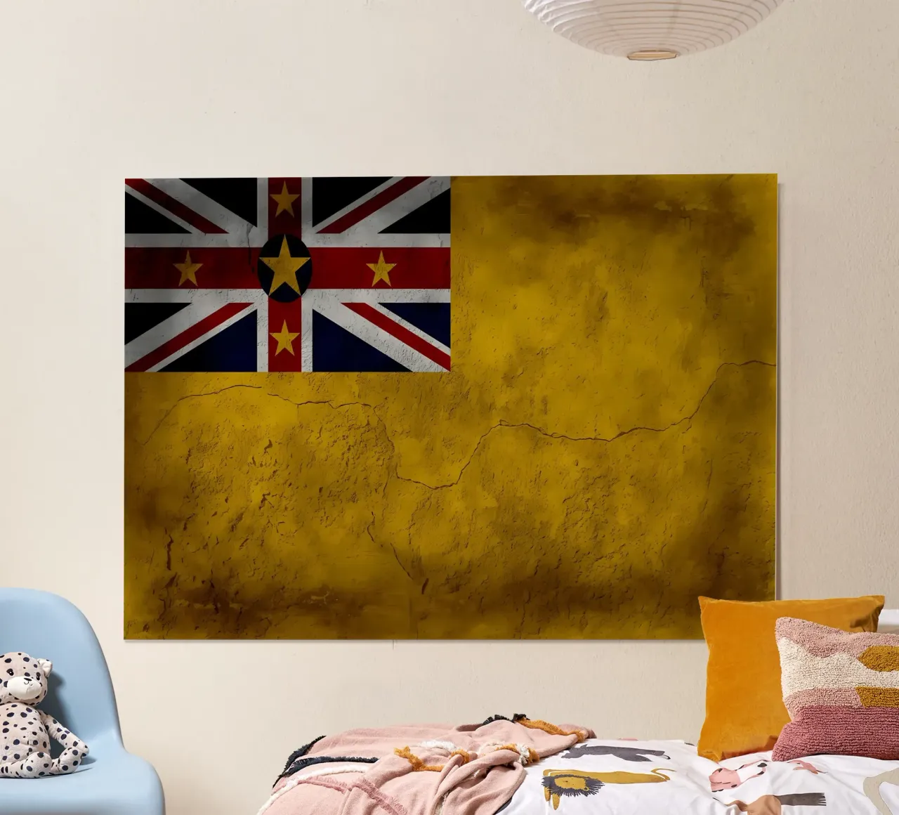 Bandiera vintage di Niue poster con telaio in legno da Joshua A Holmes