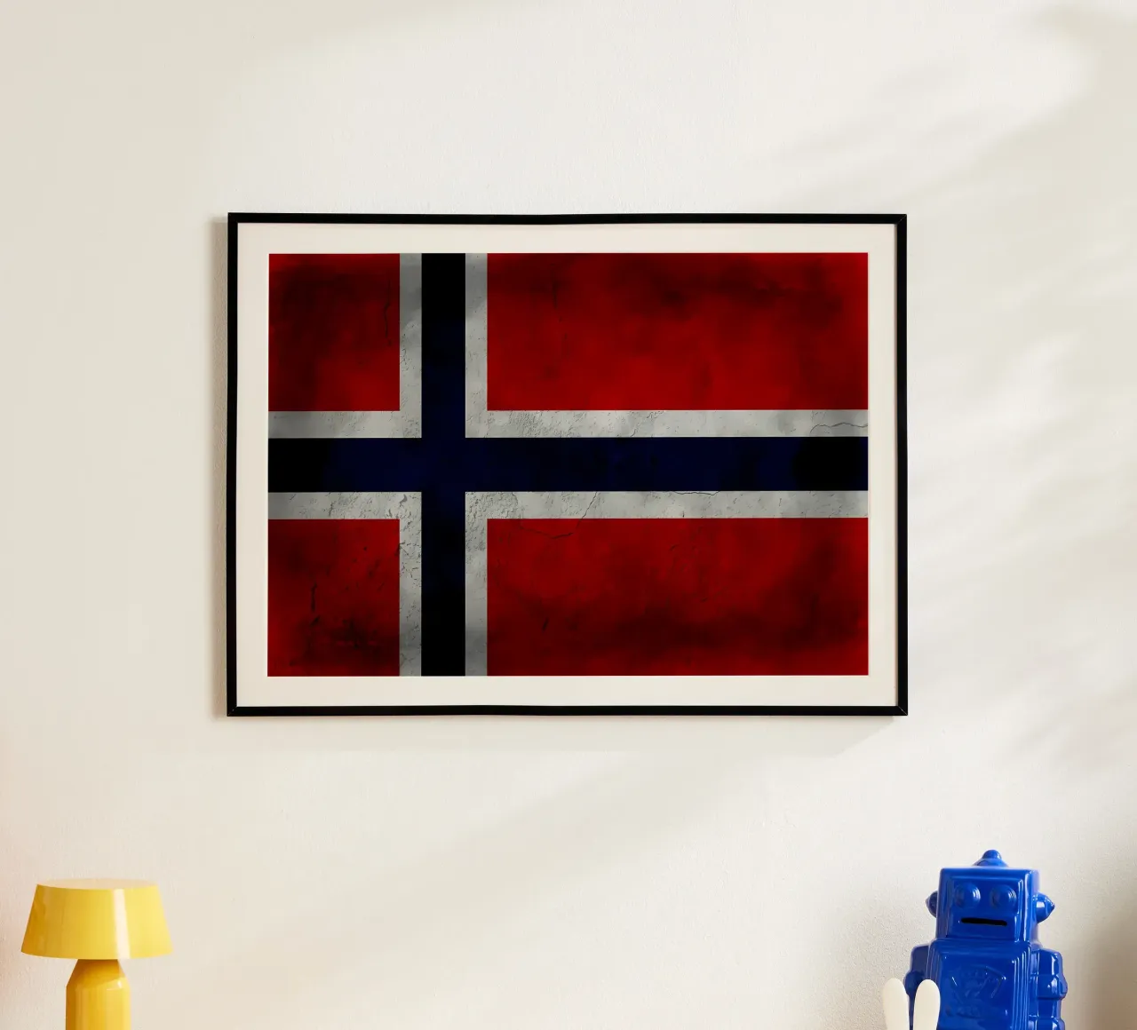 Bandiera vintage della Norvegia poster con telaio in alluminio da Joshua A Holmes