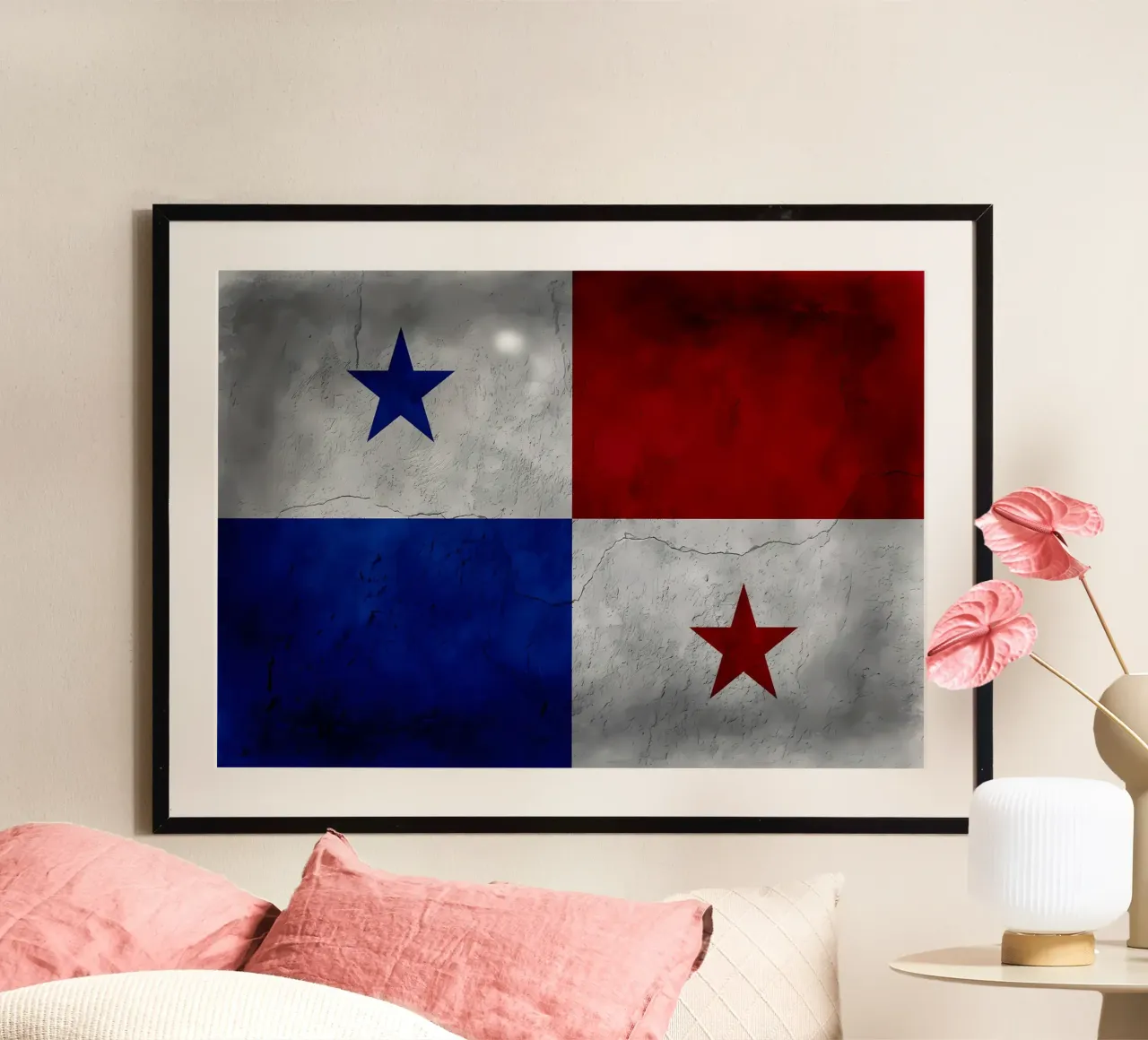 Bandiera d'epoca di Panama poster con telaio in alluminio da Joshua A Holmes