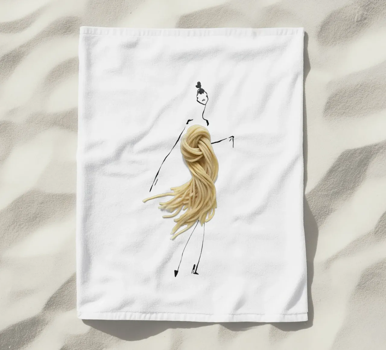 Pasta beach towel by Gretchen Roehrs