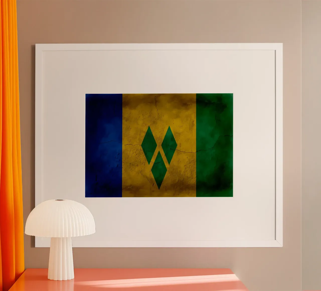 Bandiera d'epoca di Saint Vincent e Gren poster con telaio in legno da Joshua A Holmes