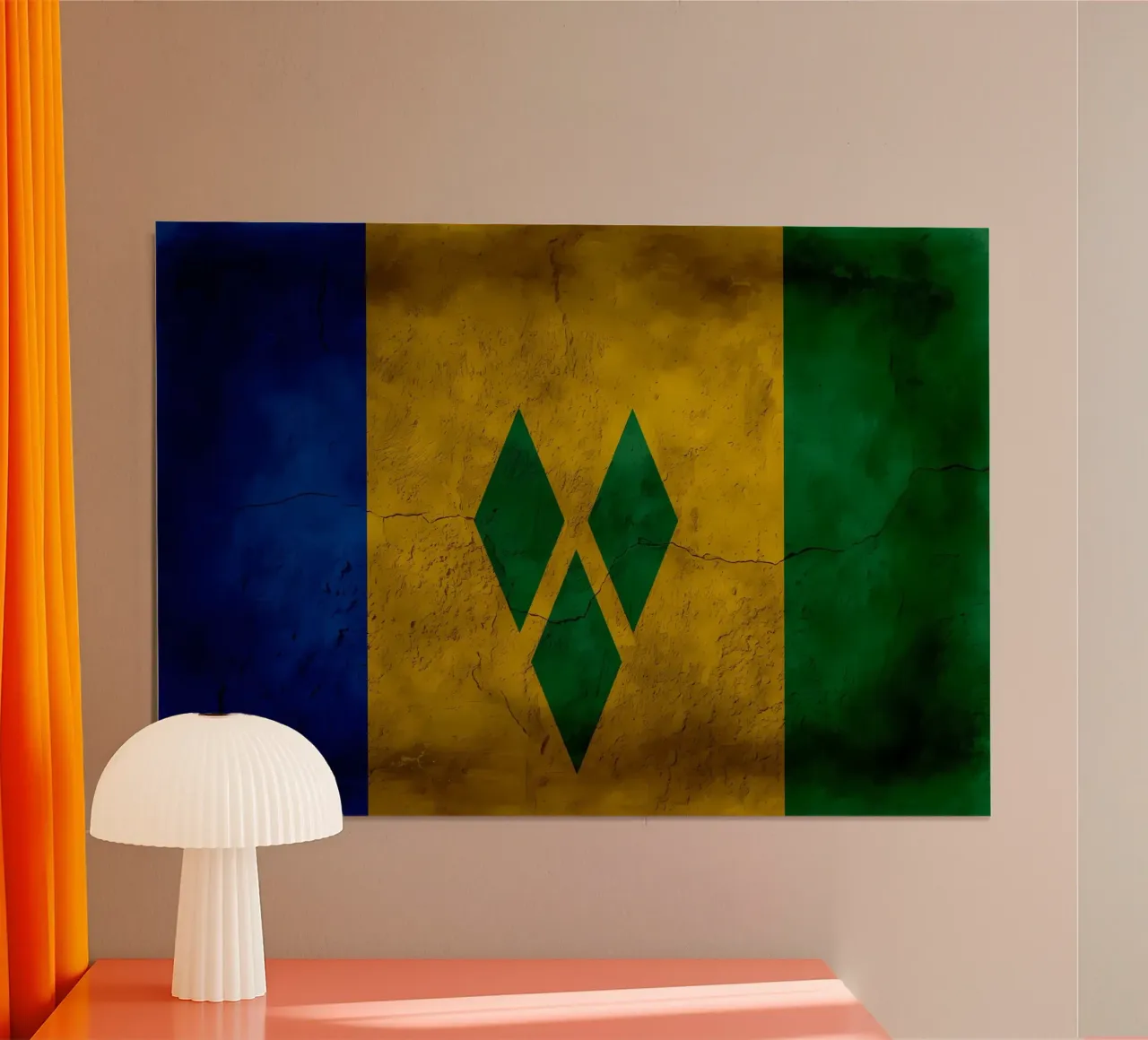 Bandiera d'epoca di Saint Vincent e Gren poster con telaio in legno da Joshua A Holmes
