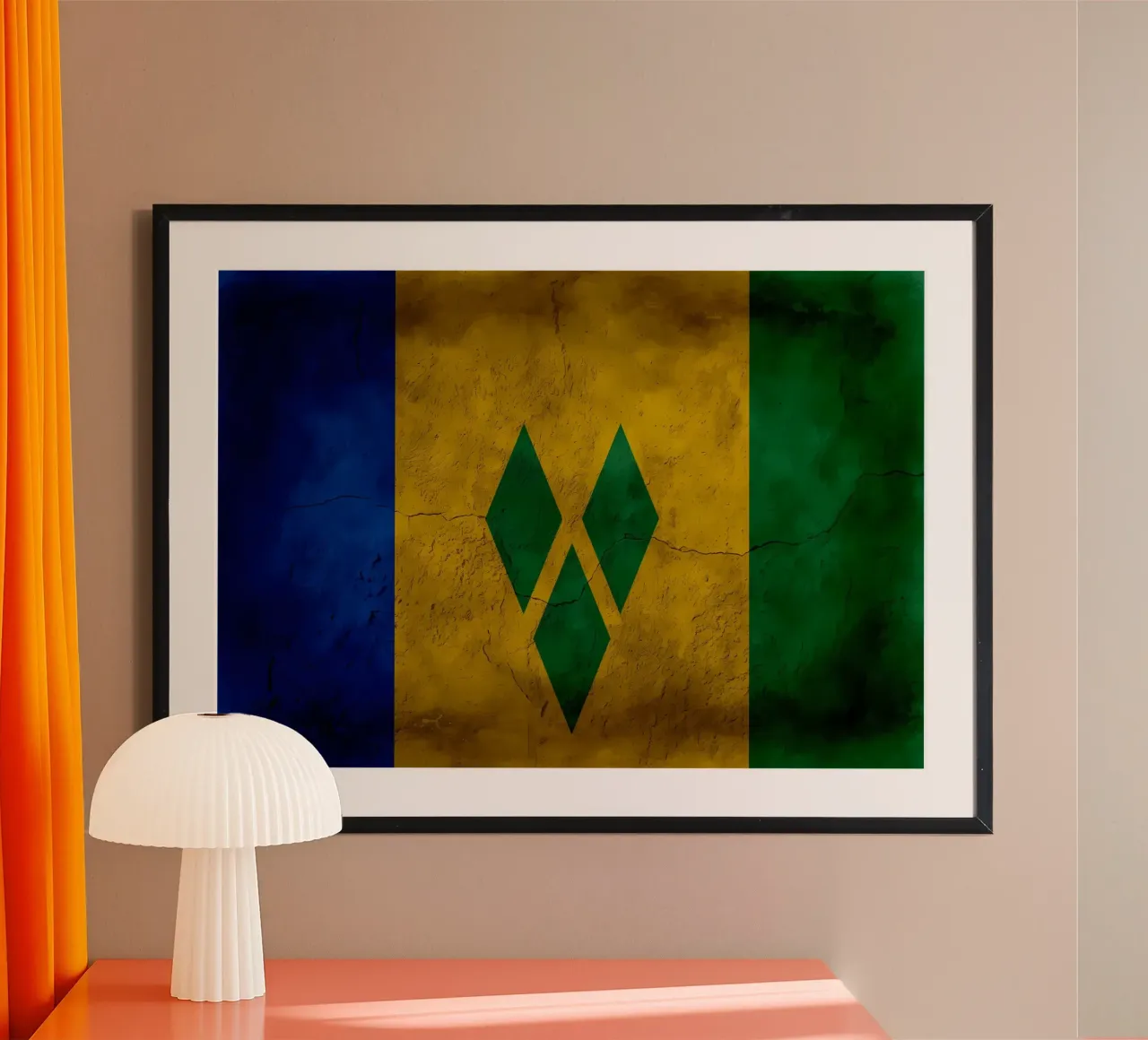 Bandiera d'epoca di Saint Vincent e Gren poster con telaio in legno da Joshua A Holmes