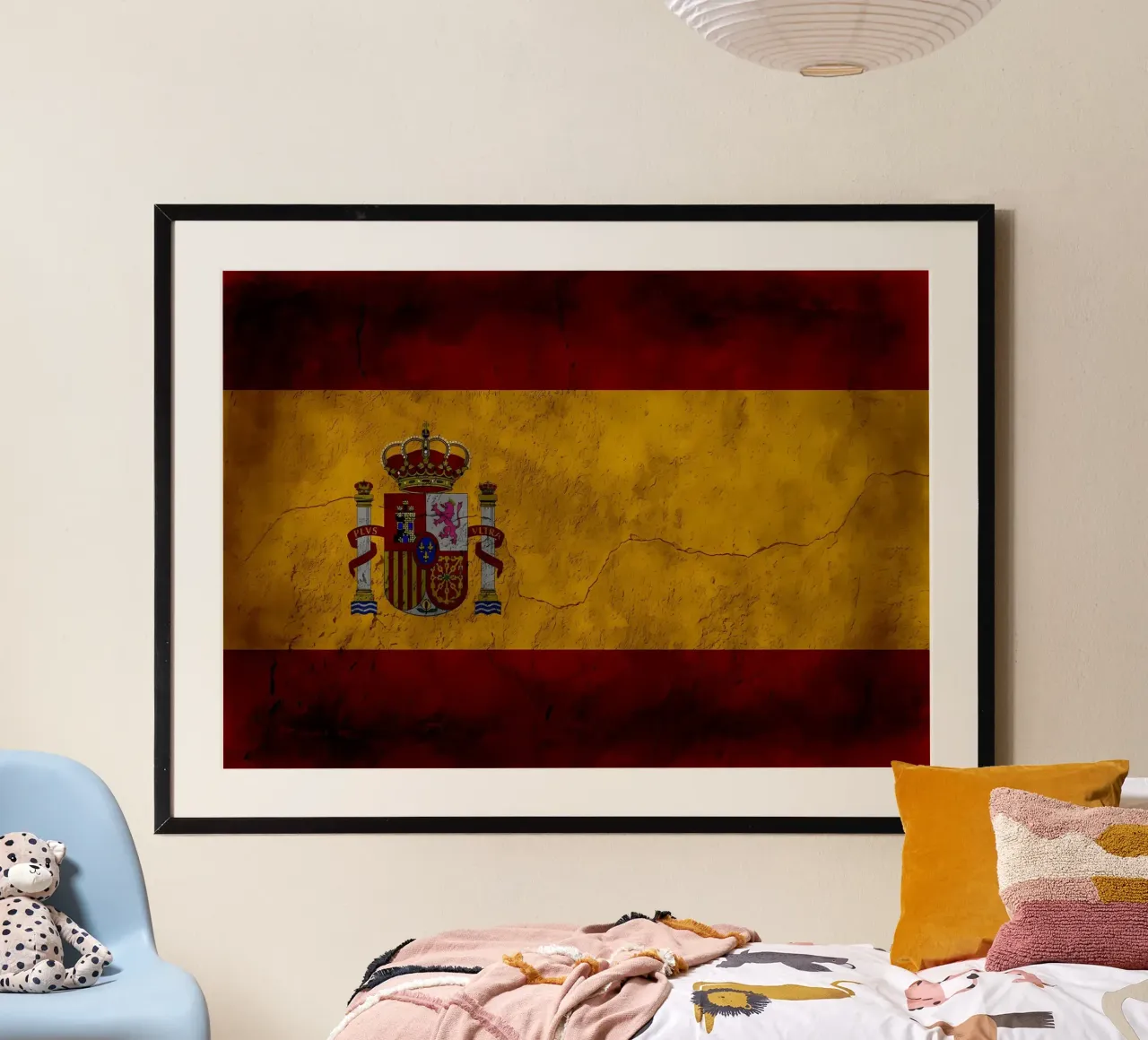 Spanje vintage vlag poster met houten frame van Joshua A Holmes