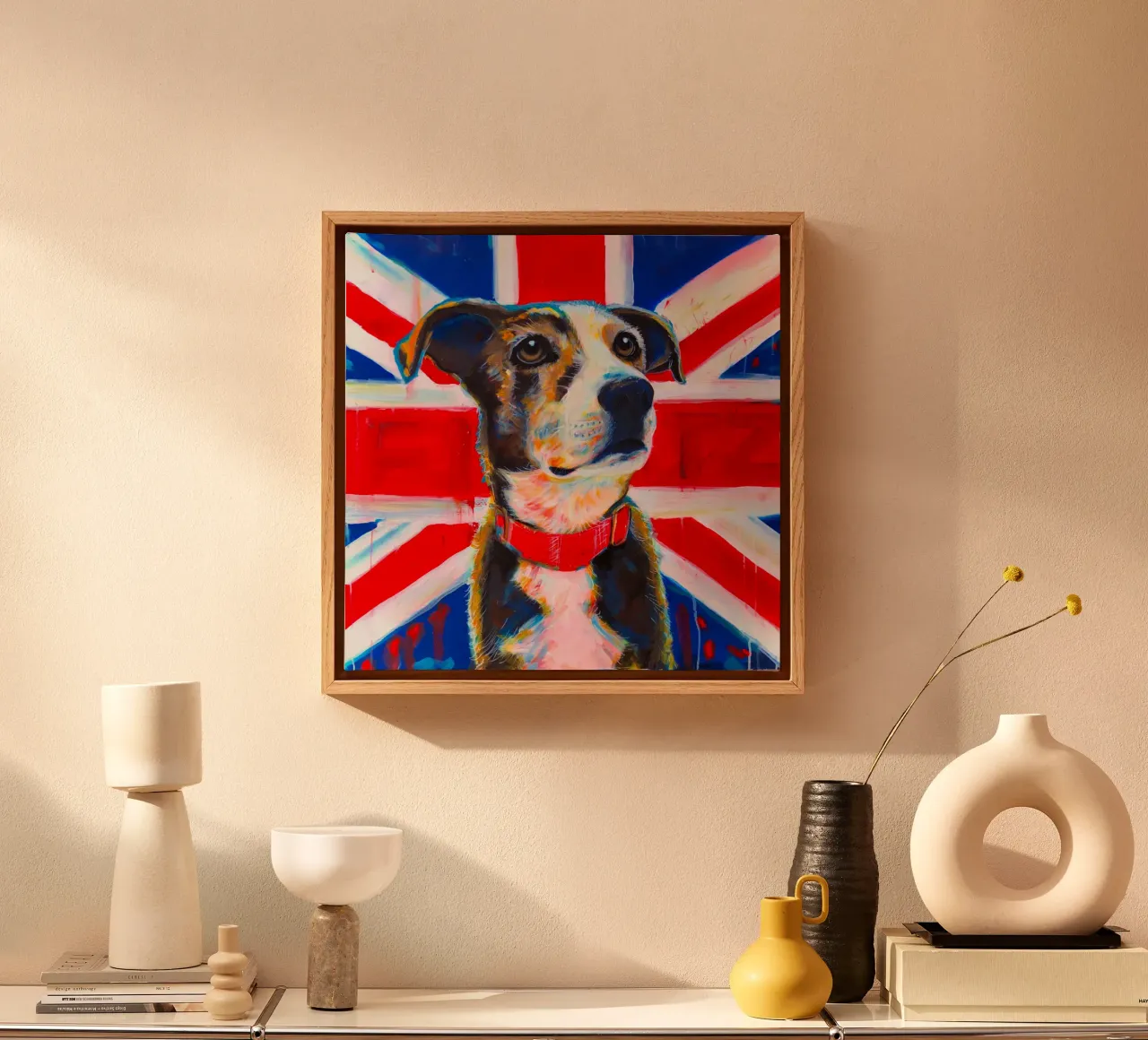 My friend Fitz canvas met Baklijst van Happy 😃 Art 🎨 by Christine Schnoell
