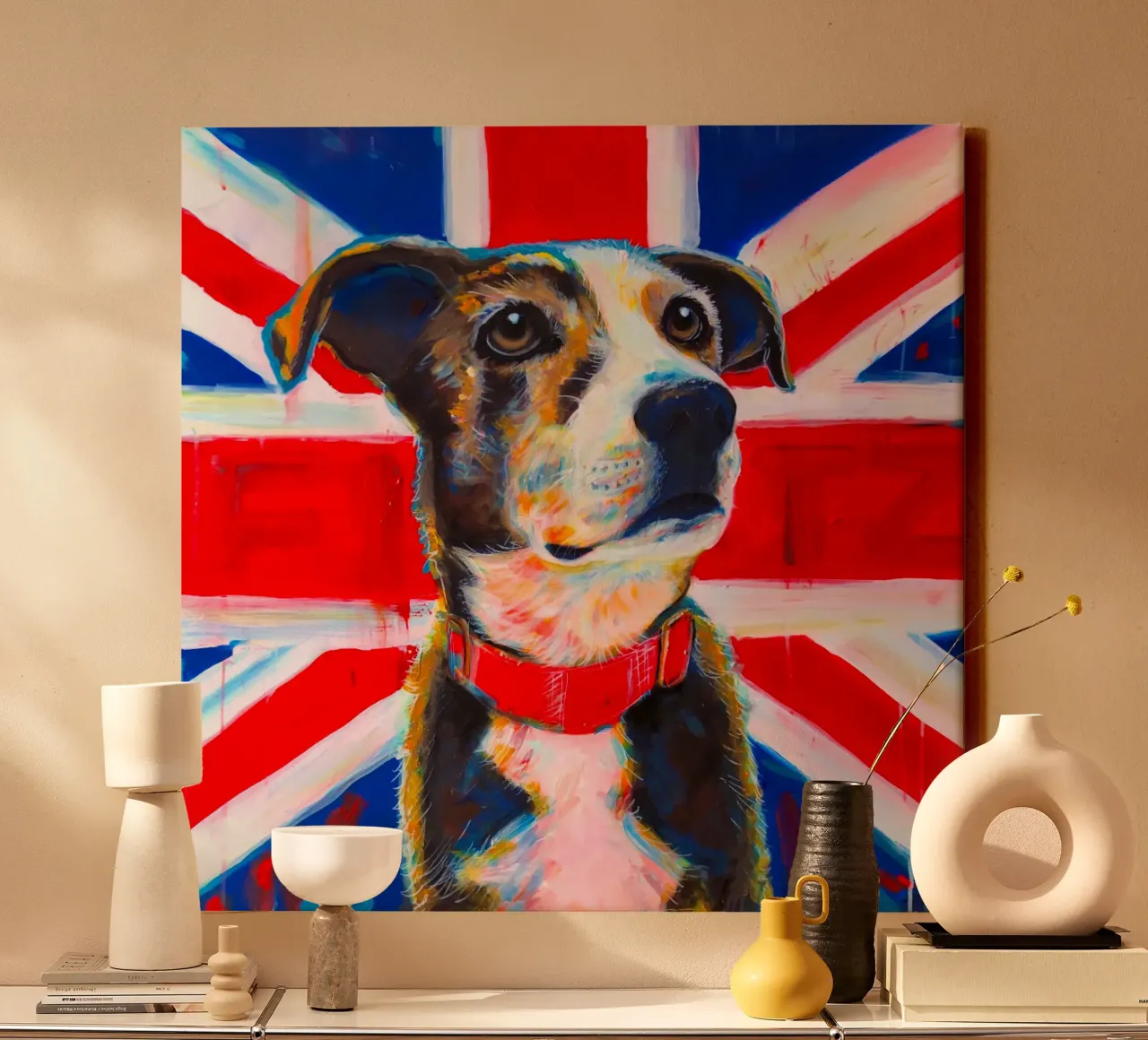 My friend Fitz canvas met Baklijst van Happy 😃 Art 🎨 by Christine Schnoell