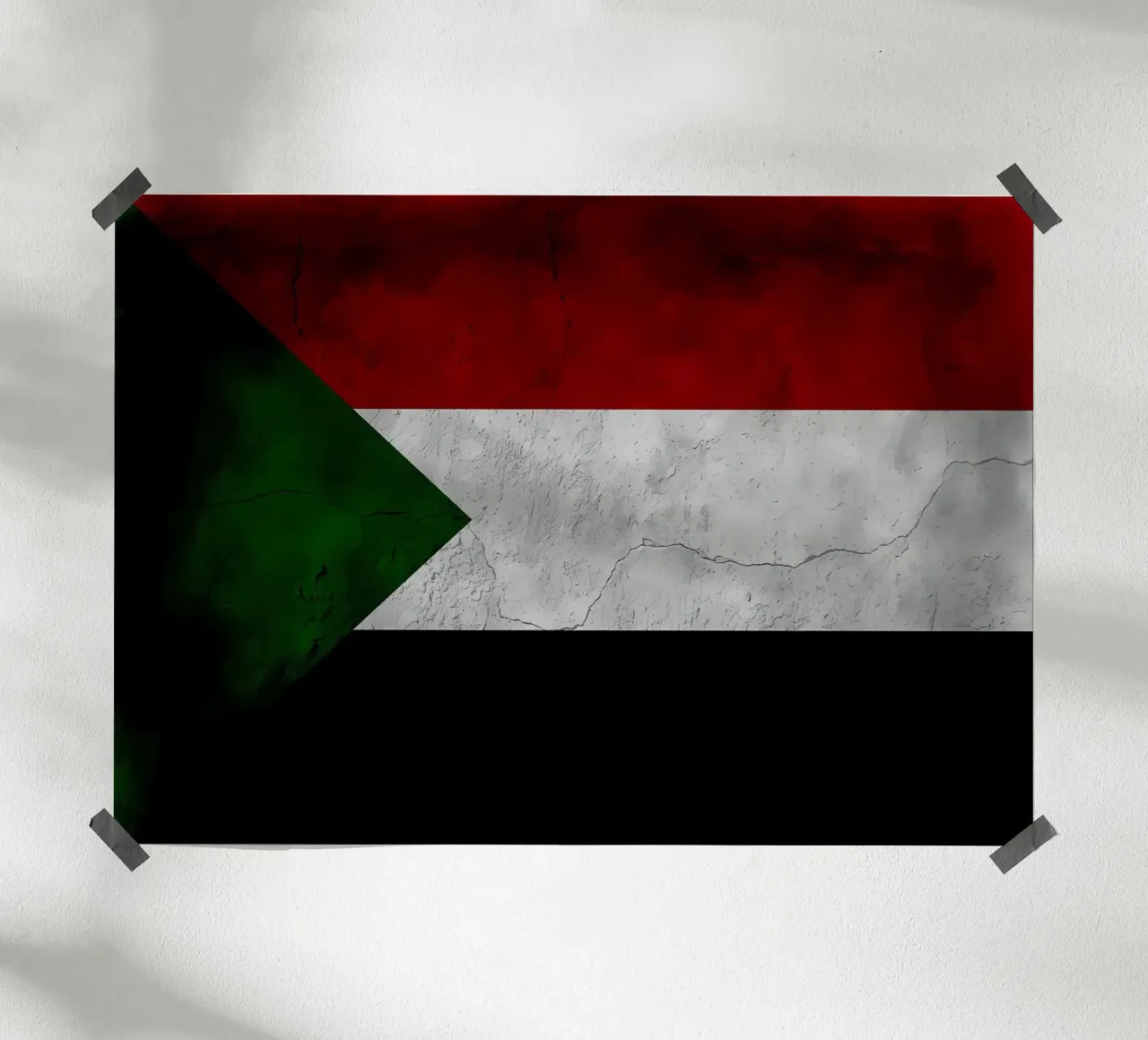 Bandiera d'epoca del Sudan poster con telaio in legno da Joshua A Holmes
