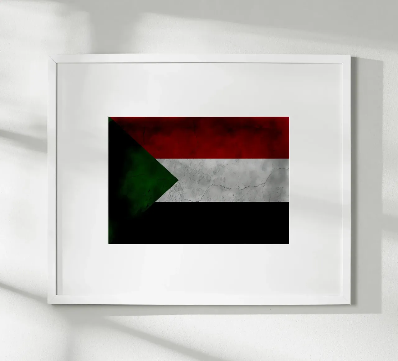 Bandiera d'epoca del Sudan poster con telaio in legno da Joshua A Holmes