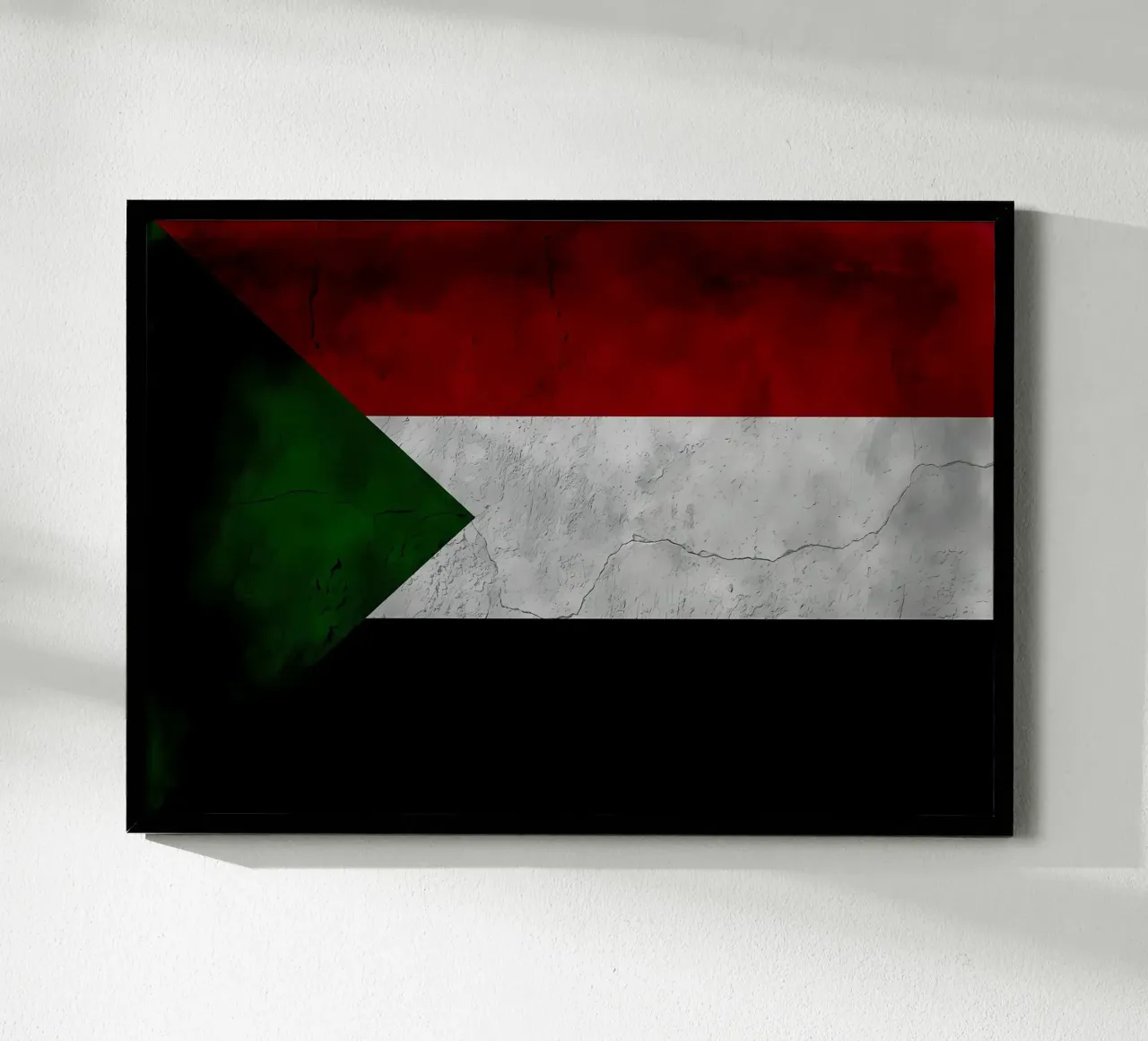 Bandiera d'epoca del Sudan poster con telaio in legno da Joshua A Holmes