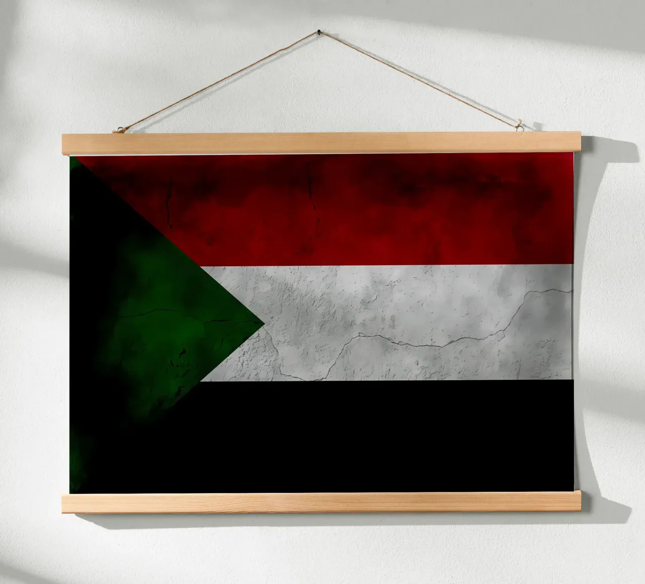 Bandiera d'epoca del Sudan poster con telaio in legno da Joshua A Holmes