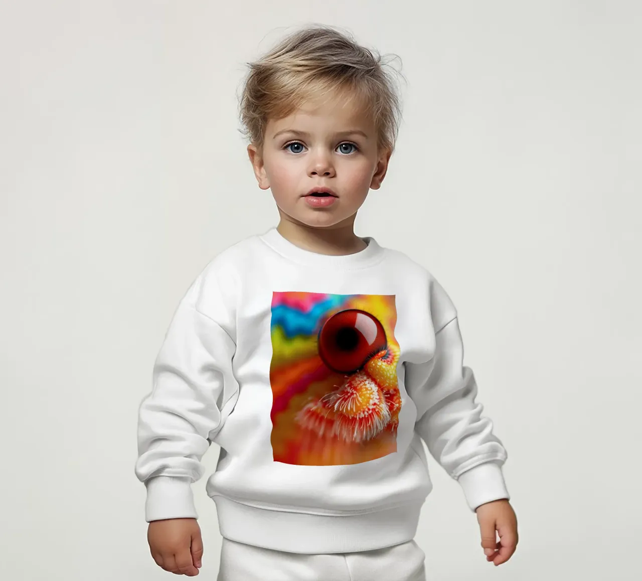 close-up of an abstract creature featuring colorful patterns baby sweatshirt by DesignDoodle