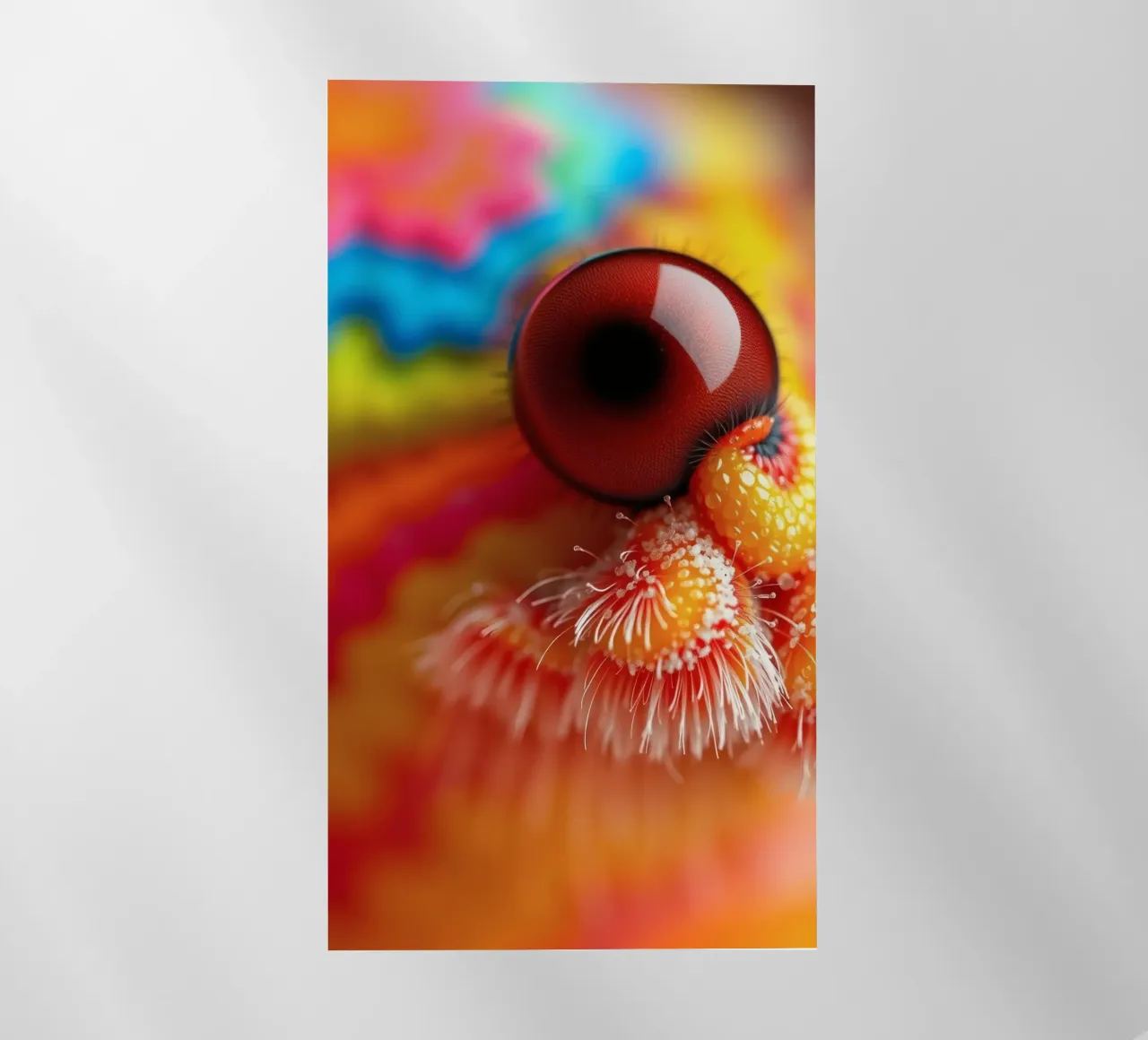 close-up of an abstract creature featuring colorful patterns backlit film by DesignDoodle