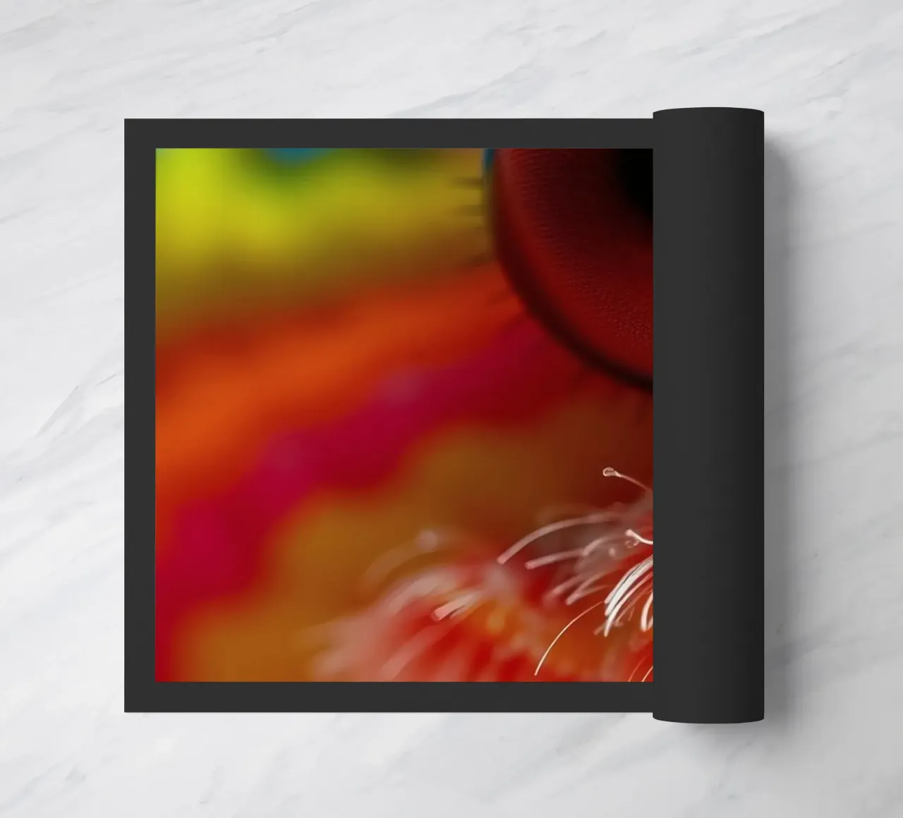 close-up of an abstract creature featuring colorful patterns doormat by DesignDoodle