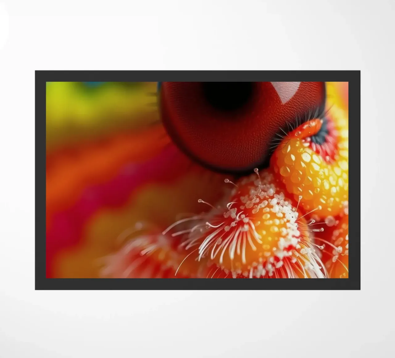 close-up of an abstract creature featuring colorful patterns doormat by DesignDoodle