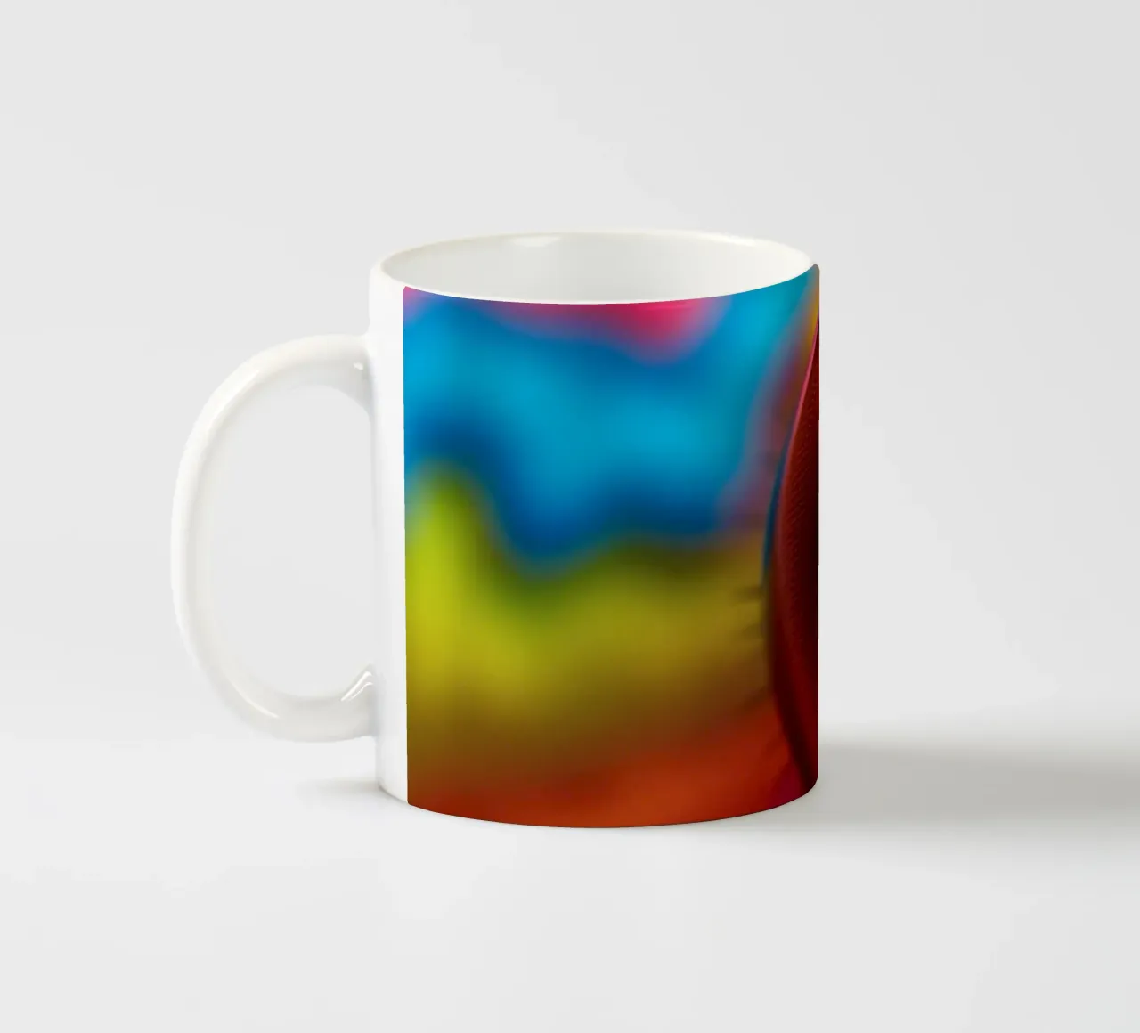 close-up of an abstract creature featuring colorful patterns ceramic mug by DesignDoodle