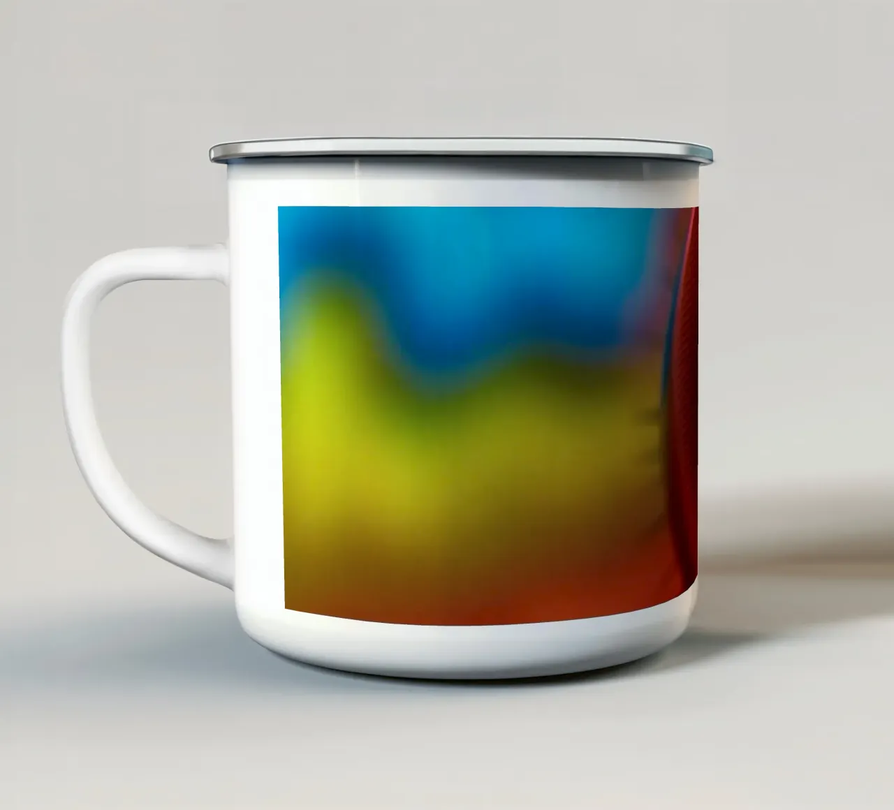 close-up of an abstract creature featuring colorful patterns enamel mug by DesignDoodle