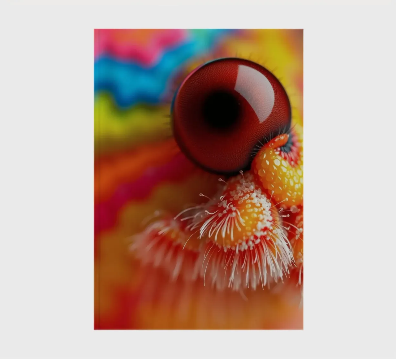 close-up of an abstract creature featuring colorful patterns notebook by DesignDoodle