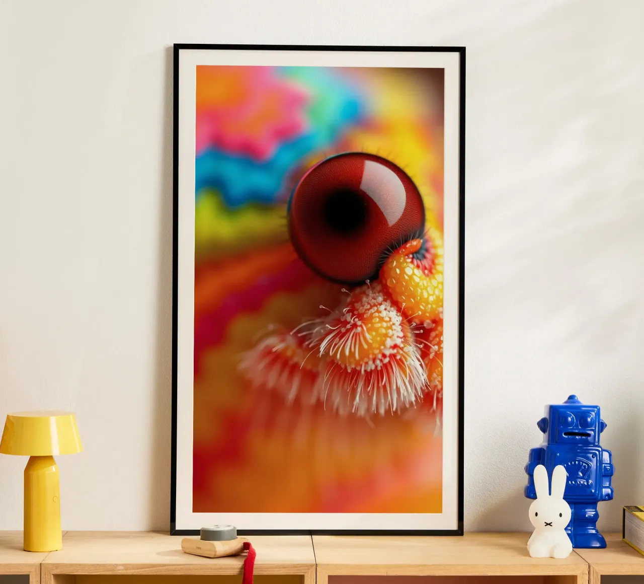 close-up of an abstract creature featuring colorful patterns poster by DesignDoodle