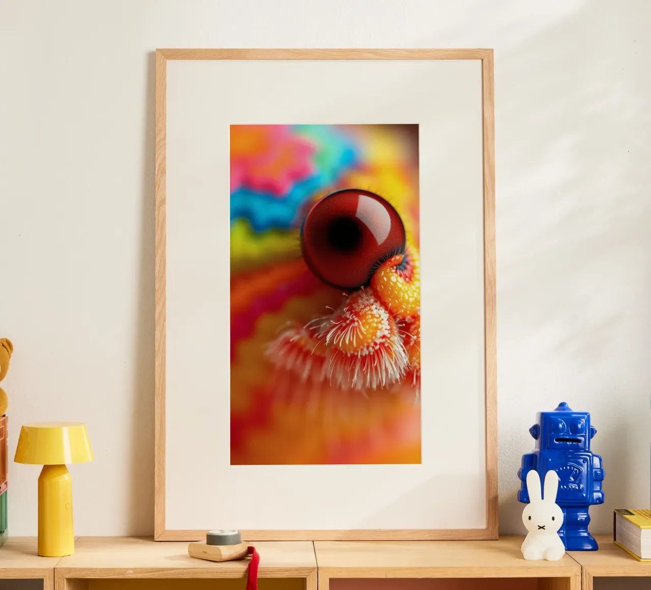 close-up of an abstract creature featuring colorful patterns poster by DesignDoodle