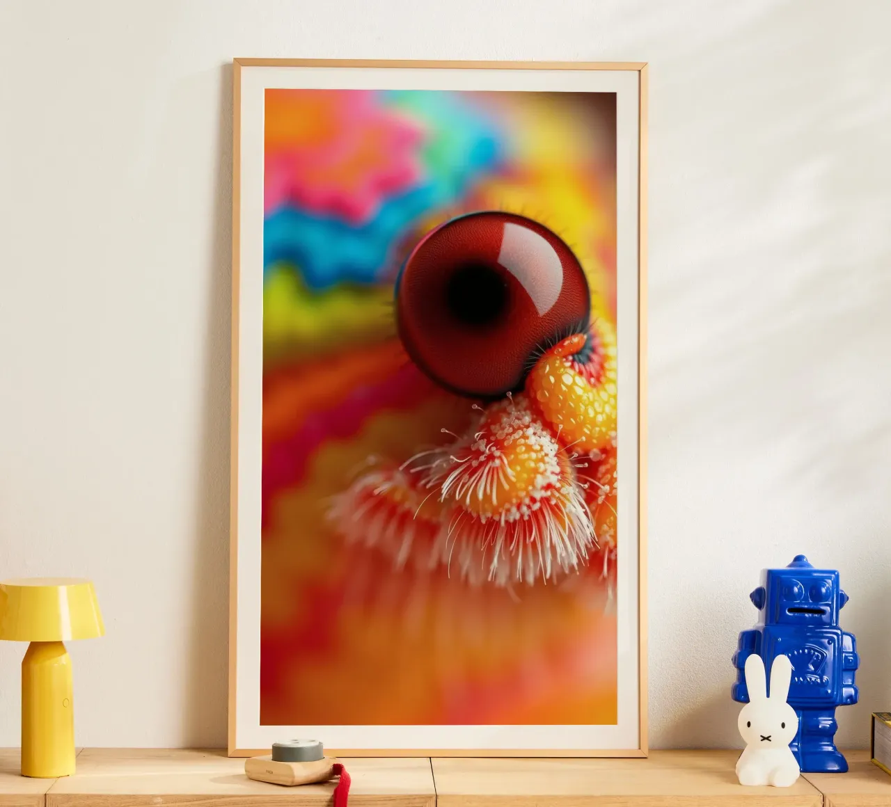 close-up of an abstract creature featuring colorful patterns poster by DesignDoodle