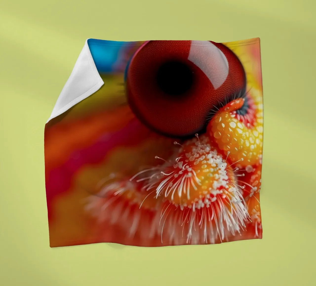 close-up of an abstract creature featuring colorful patterns fleece blanket by DesignDoodle