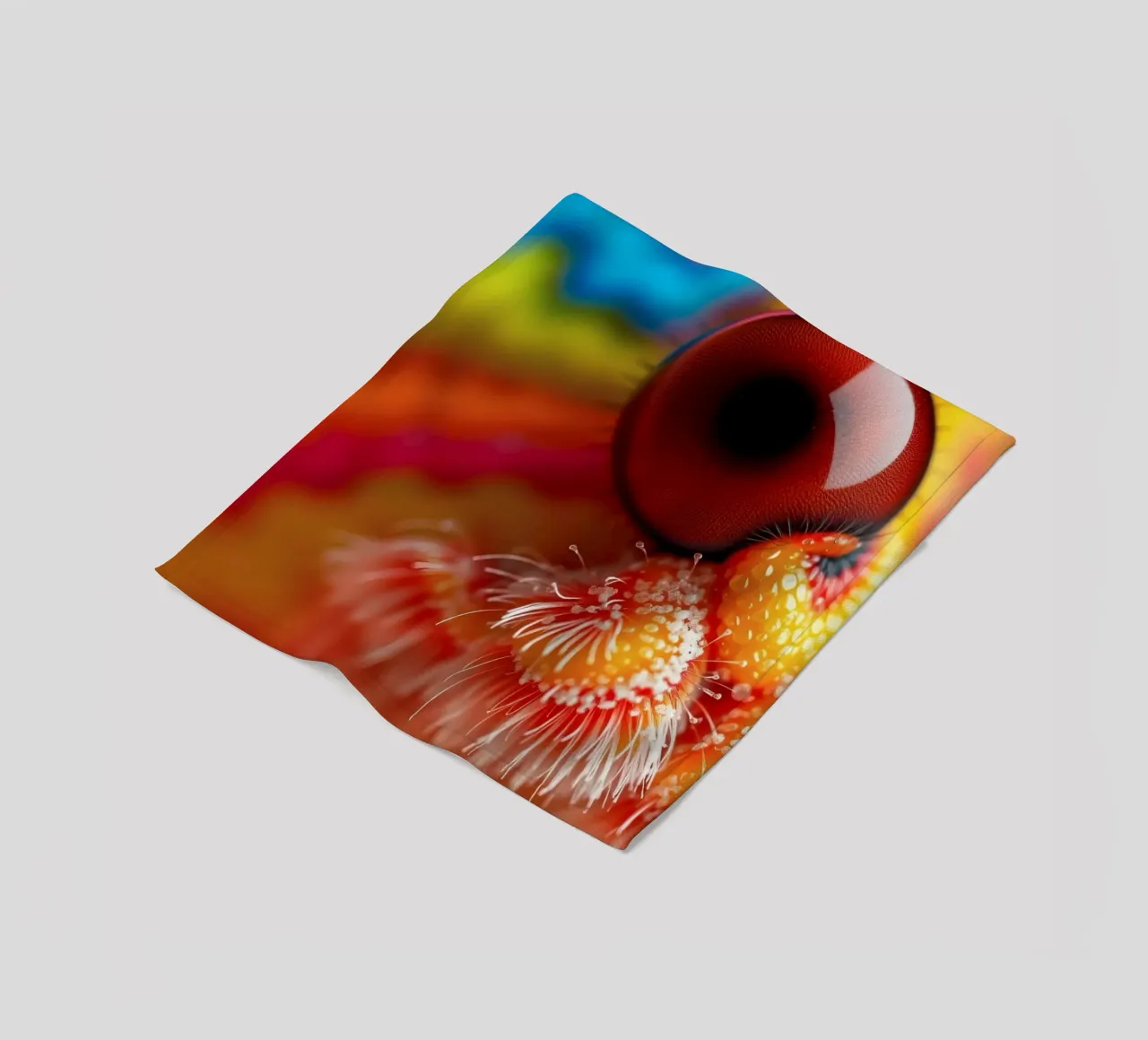 close-up of an abstract creature featuring colorful patterns fleece blanket by DesignDoodle