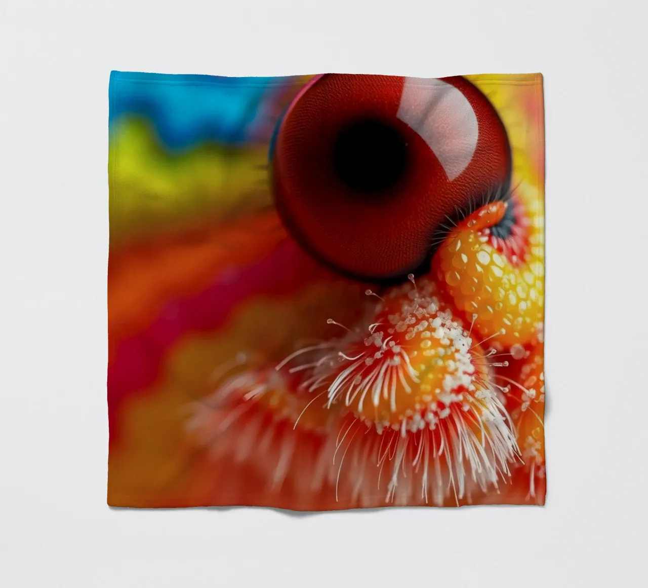 close-up of an abstract creature featuring colorful patterns fleece blanket by DesignDoodle