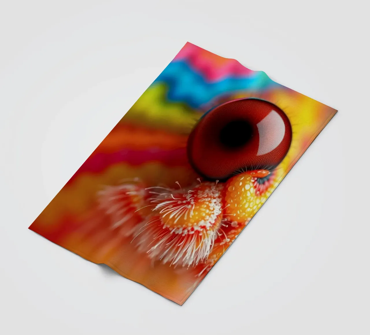 close-up of an abstract creature featuring colorful patterns fleece blanket by DesignDoodle