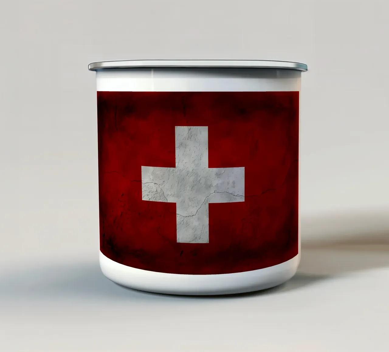 Bandiera vintage della Svizzera tazza in smalto da Joshua A Holmes