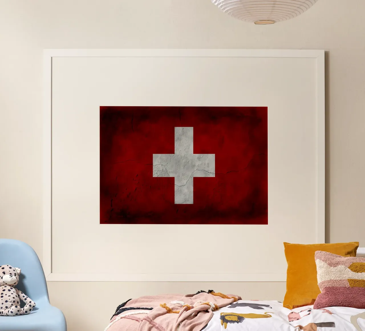 Bandiera vintage della Svizzera poster con telaio in alluminio da Joshua A Holmes
