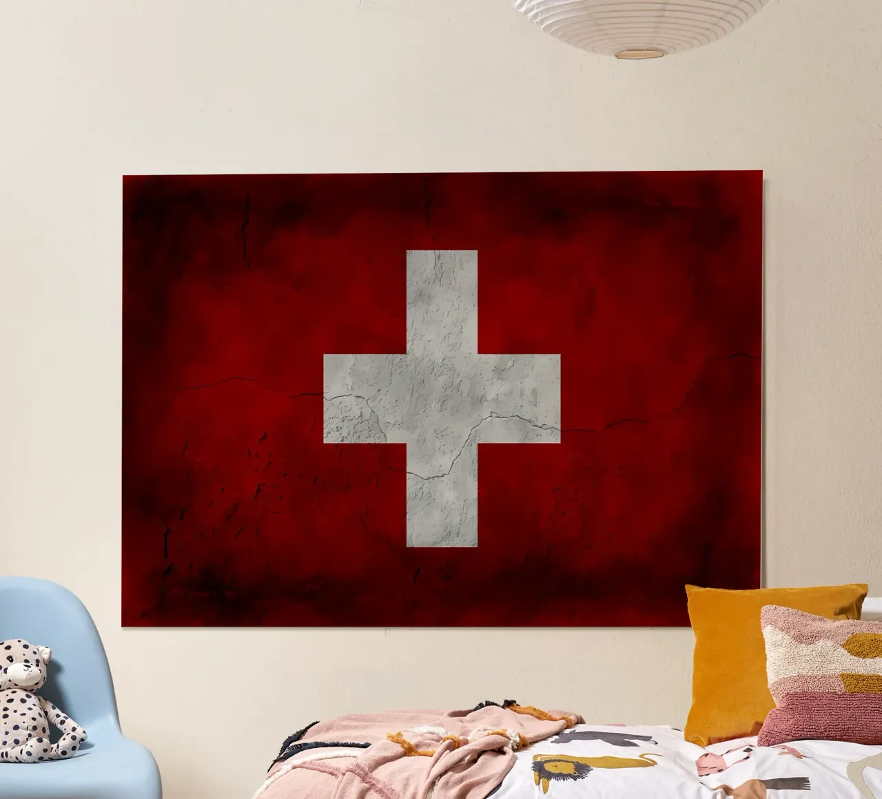 Bandiera vintage della Svizzera poster con telaio in alluminio da Joshua A Holmes