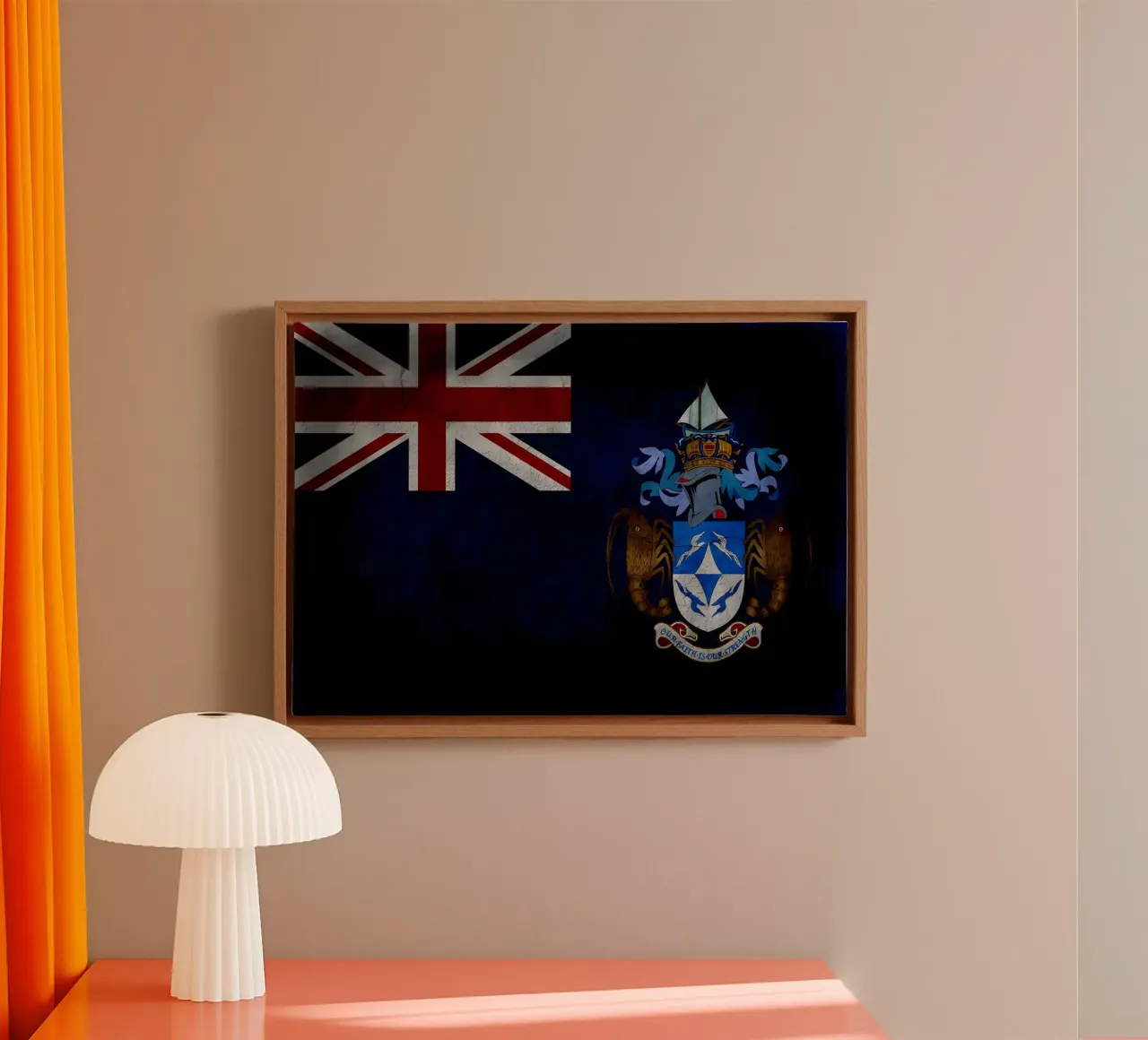 Bandiera d'epoca di Tristan Da Cunha tela con Cornice a cassetta da Joshua A Holmes