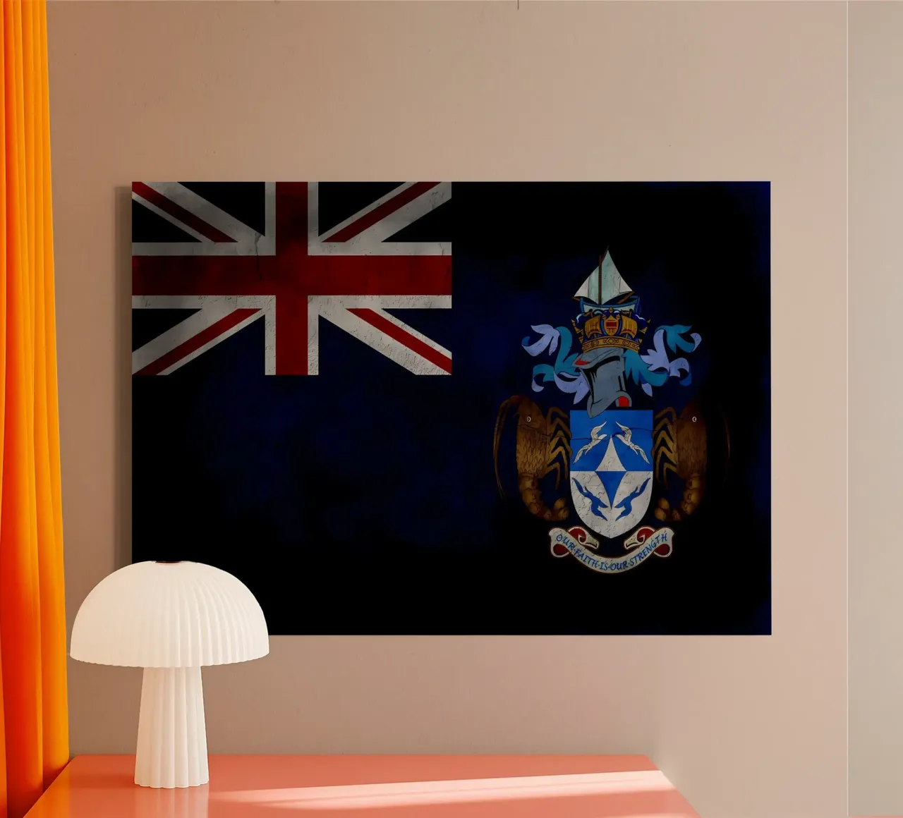 Bandiera d'epoca di Tristan Da Cunha tela con Cornice a cassetta da Joshua A Holmes