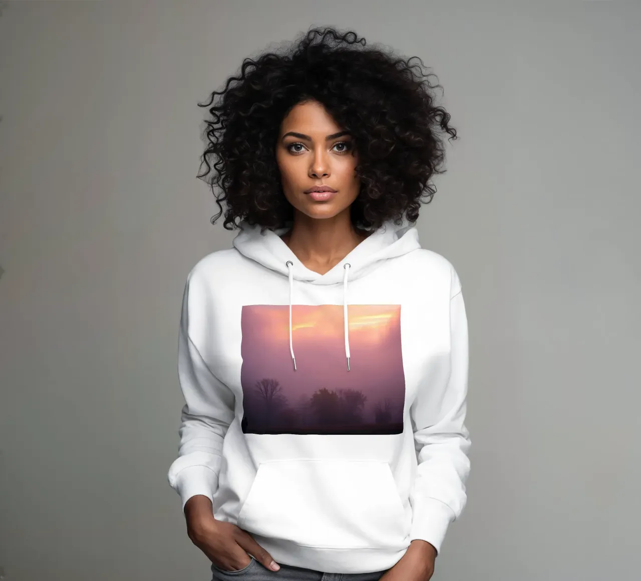 Stunning abstract wallpaper with misty landscape at dawn hoodie by DesignDoodle
