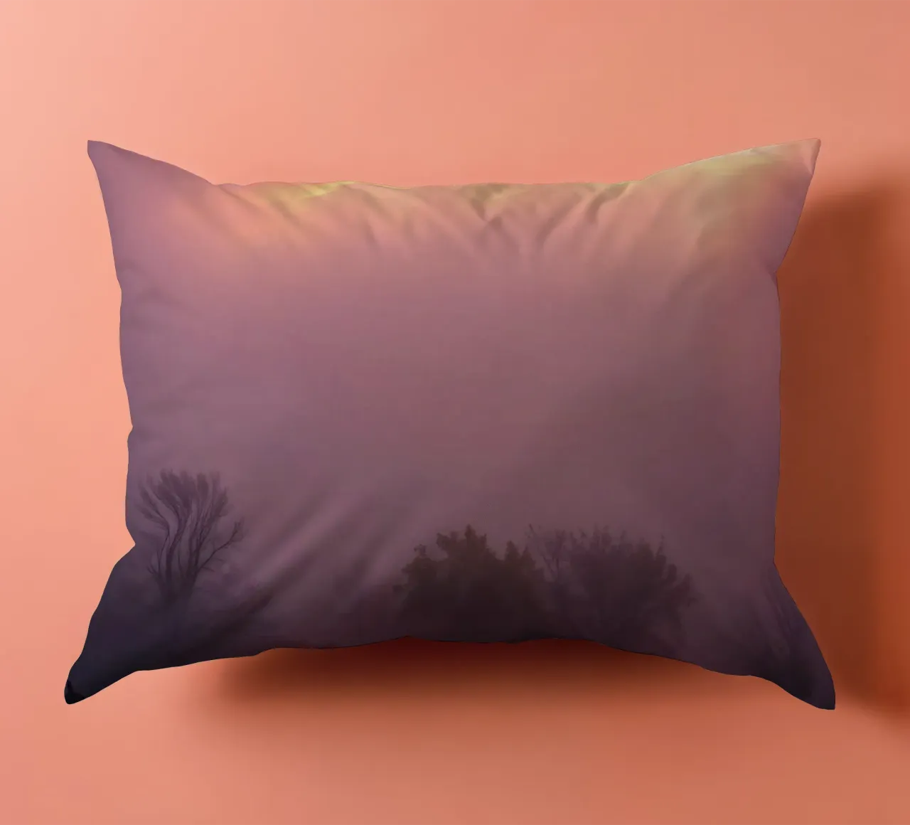 Stunning abstract wallpaper with misty landscape at dawn decorative cushion by DesignDoodle