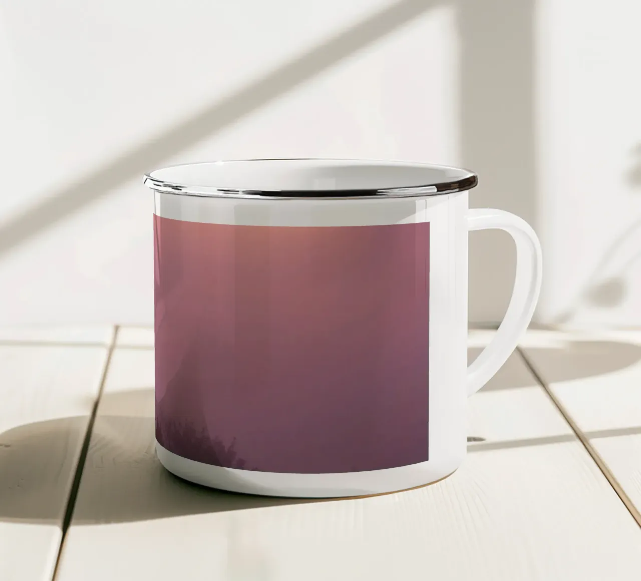 Prachtig abstract behang met mistig landschap bij zonsopgang emaille mok van DesignDoodle