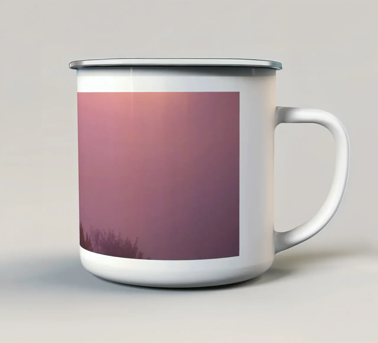 Prachtig abstract behang met mistig landschap bij zonsopgang emaille mok van DesignDoodle