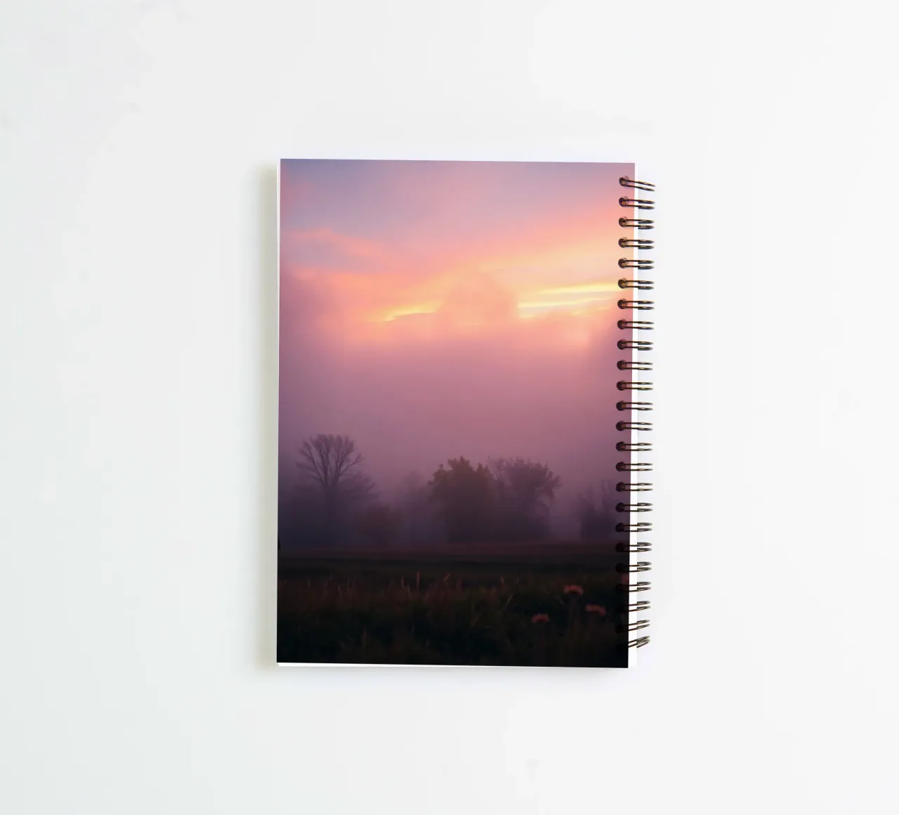 Stunning abstract wallpaper with misty landscape at dawn spiral notebook by DesignDoodle