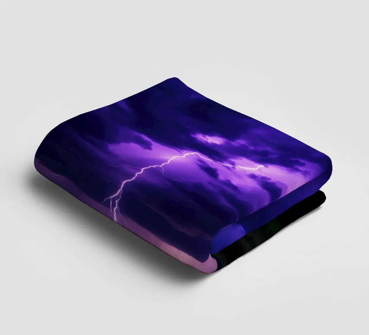 lightning storms illuminate dark purple clouds towel by DesignDoodle