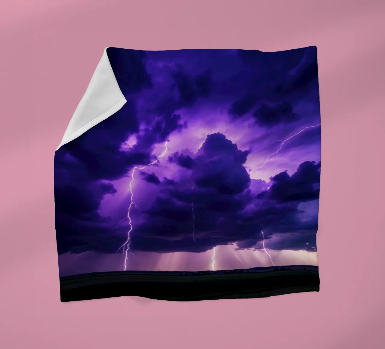 lightning storms illuminate dark purple clouds fleece blanket by DesignDoodle