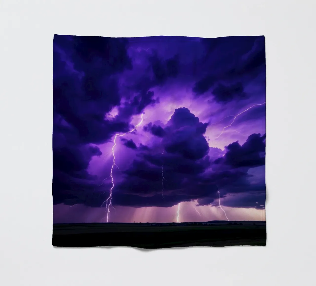 lightning storms illuminate dark purple clouds fleece blanket by DesignDoodle