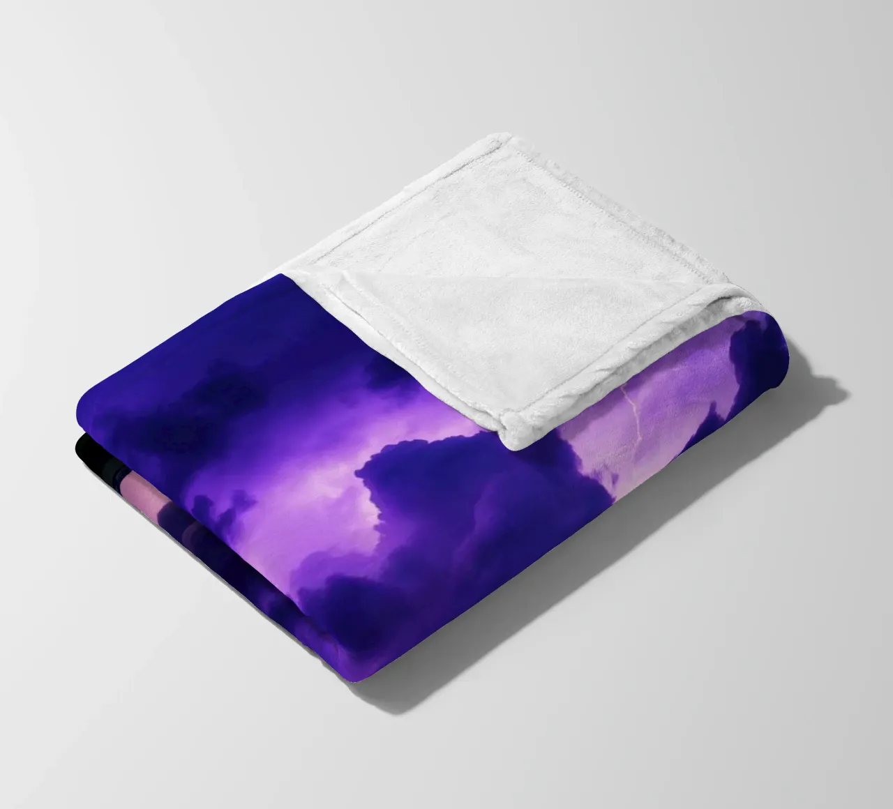 lightning storms illuminate dark purple clouds fleece blanket by DesignDoodle
