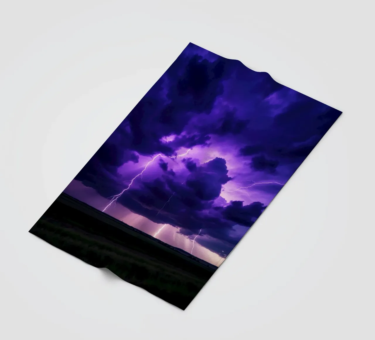 lightning storms illuminate dark purple clouds fleece blanket by DesignDoodle