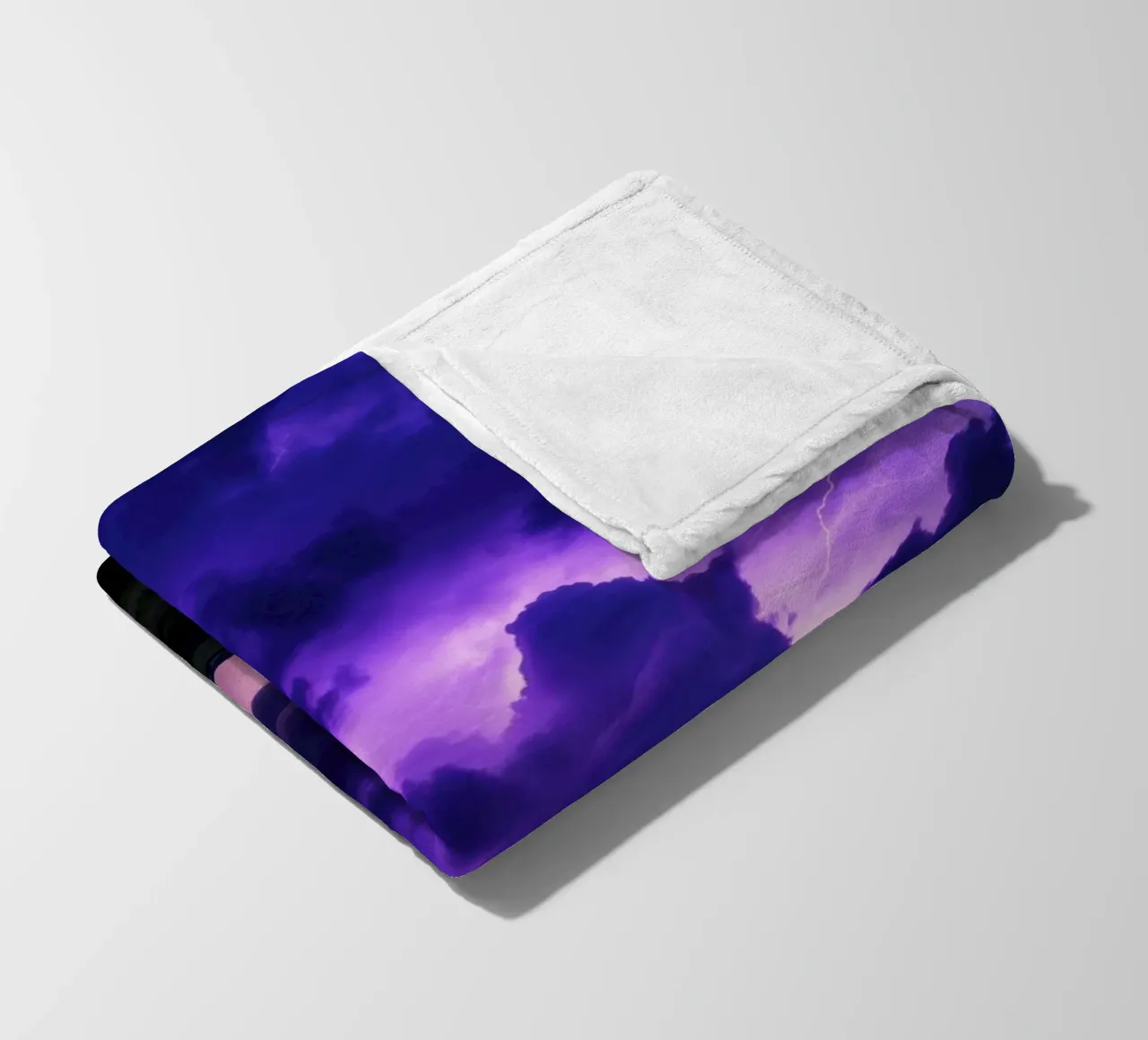 lightning storms illuminate dark purple clouds fleece blanket by DesignDoodle