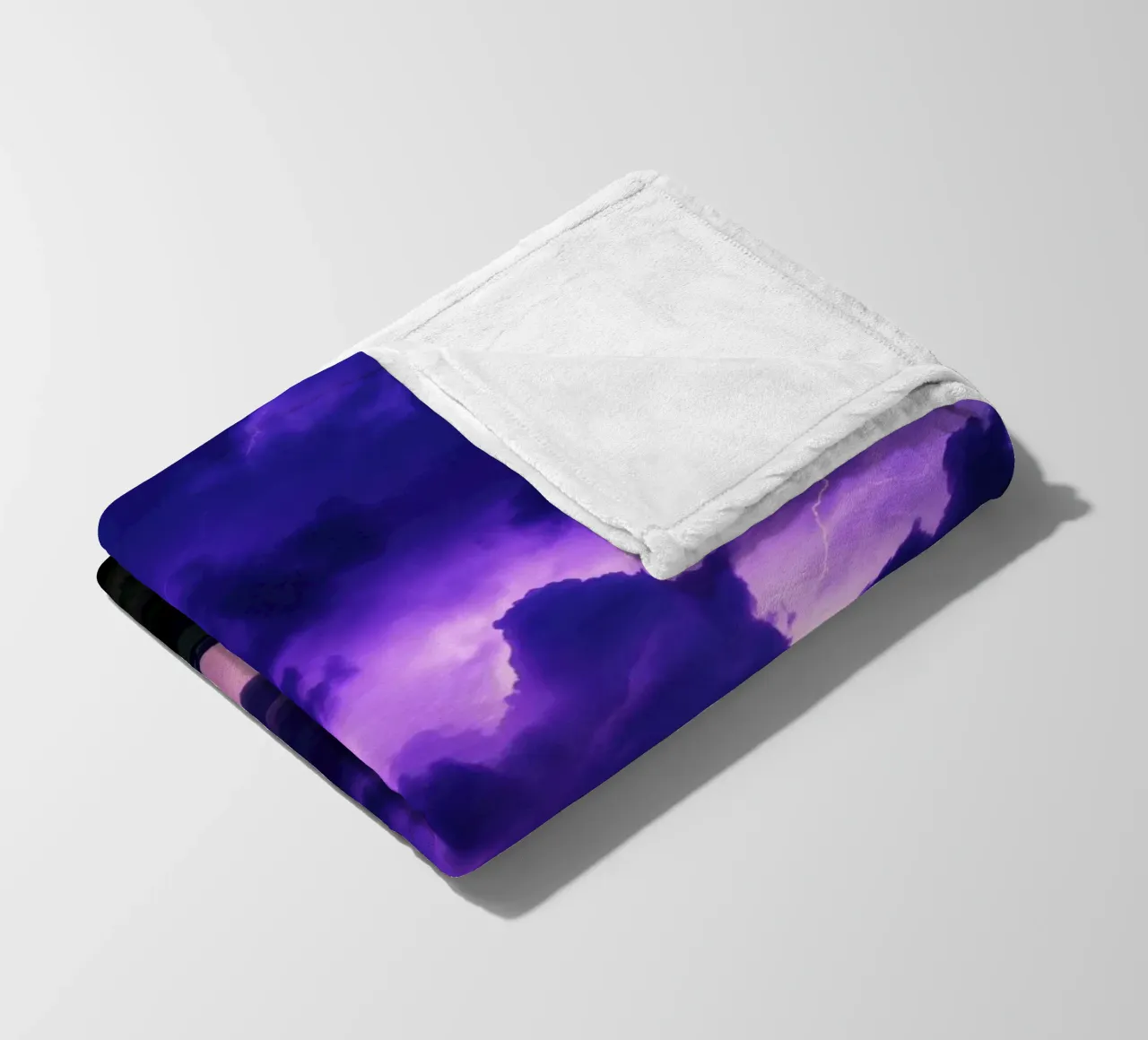 lightning storms illuminate dark purple clouds fleece blanket by DesignDoodle