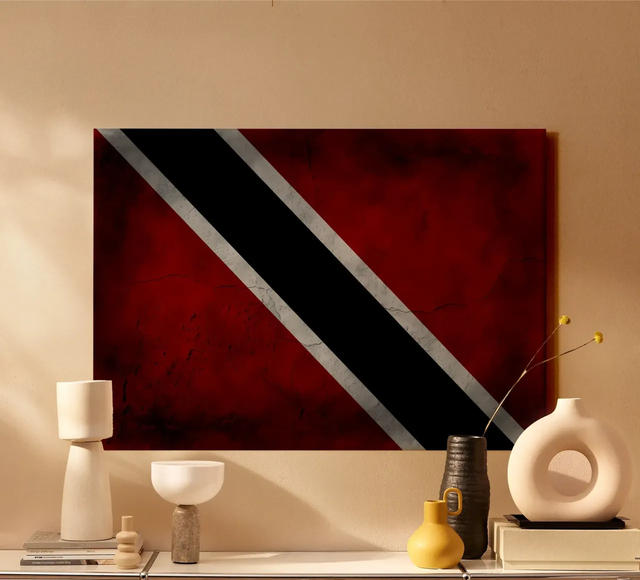 Bandiera d'epoca di Trinidad e Tobago tela con Cornice a cassetta da Joshua A Holmes