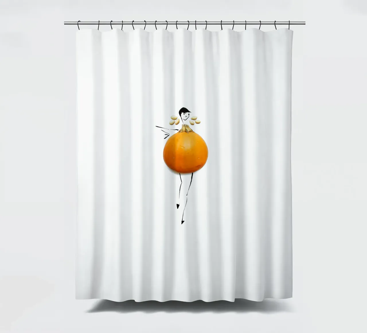 Pumpkin shower curtain by Gretchen Roehrs